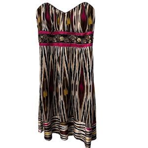 Sweetheart neckline Strapless Black Mini DressW/ Built-in Bra sequins M